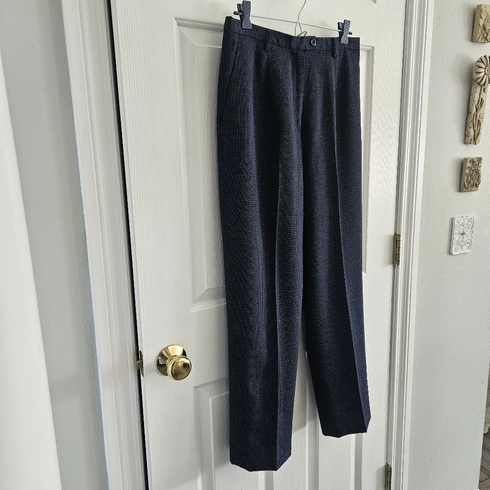 Vintage Pendleton Petite Wool Navy Crosshatch Trousers